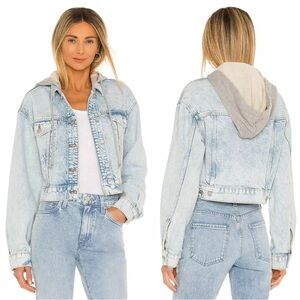 NWT Free People Brando Denim Jean Hoodie Jacket in Malta Wash - Small
